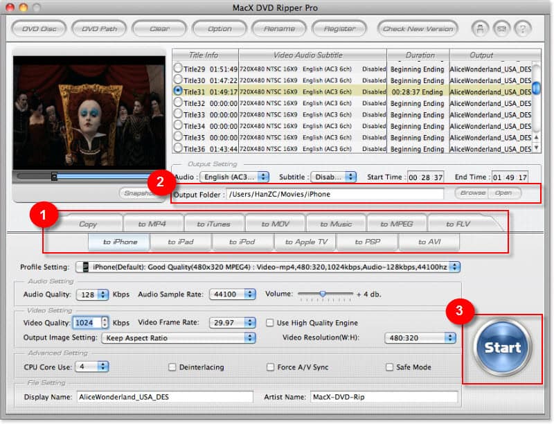 Rip Protected DVD to MP4, MOV for iPhone, iPad, iPod