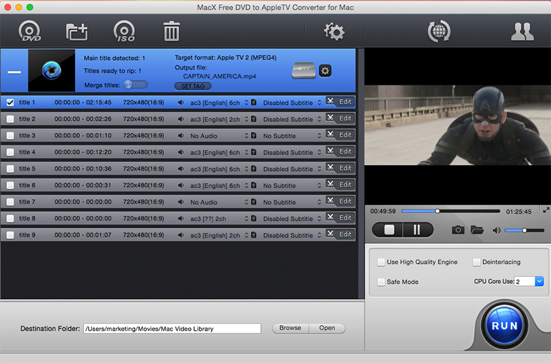 MacX Free DVD to Apple TV Converter Mac 4.2.0 full