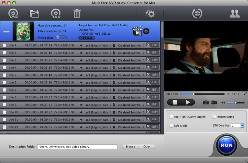 MacX Free DVD to AVI Converter for Mac 4.2.2 full