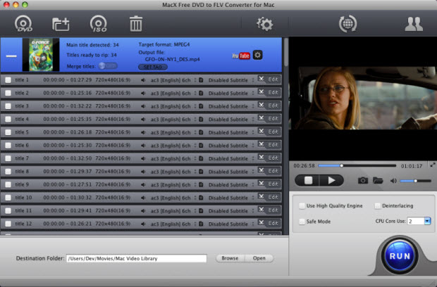 MacX Free DVD to FLV Converter for Mac