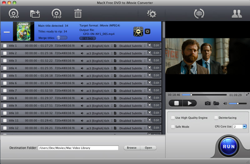 MacX Free DVD to iMovie Converter is an innovative free DVD ripper software designed for Mac users to free rip both copy protected DVD movies and homemade DVD to iMovie MP4, AVI, MP3, etc. Download fr...