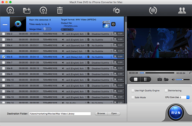 MacX Free DVD to iPhone Converter Mac 4.2.0 full