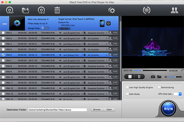MacX Free DVD to iPod Ripper for Mac 4.2.0 full