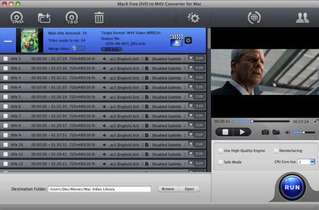 MacX Free DVD to M4V Converter for Mac 4.2.0 full