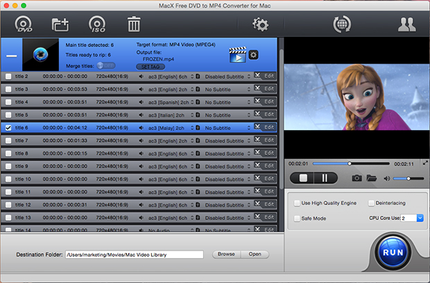 MacX Free DVD to MP4 Converter for Mac 4.2.4 full
