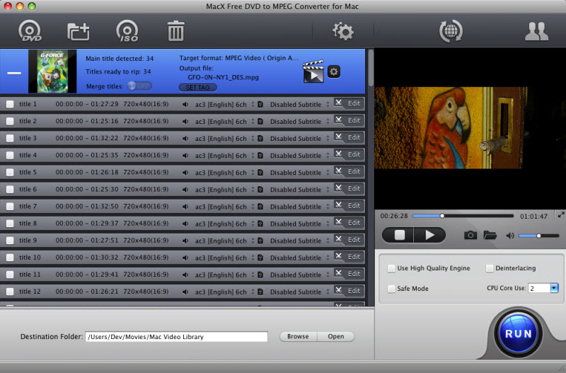 MacX Free DVD to MPEG Converter for Mac 4.2.0 full