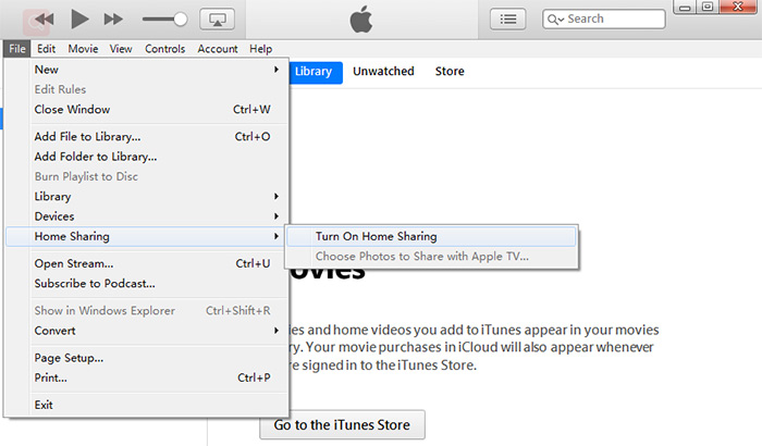enable home sharing in iTunes