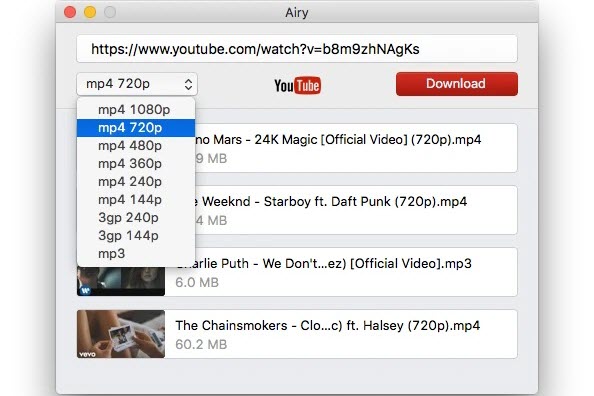 Airy YouTube Downloader for Mac