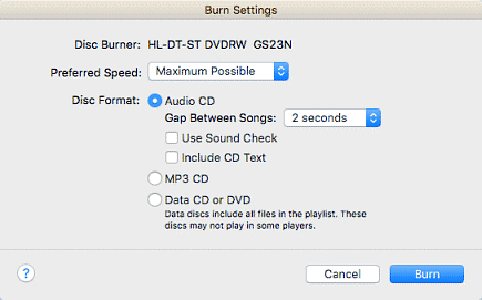 How to burn audio cd/dvd on Mac