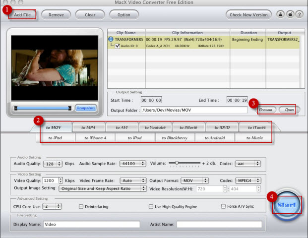 Macx Video Converter Free Edition