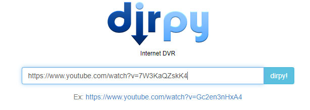 paste youtube video url to dirpy.com