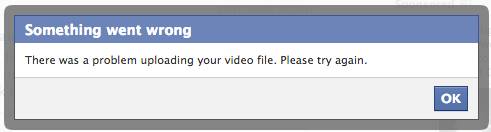 Facebook video upload error