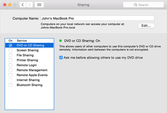 Rip dvd on mac without drive using DVD sharing