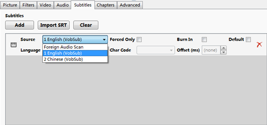 Handbrake add hard subtitle