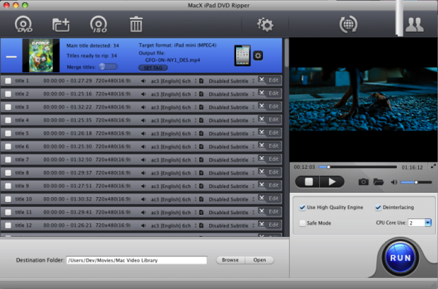 MacX iPad DVD Ripper Screenshot