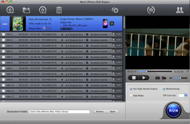MacX iPhone DVD Ripper - 将 DVD 转换为适合 iPhone 观看的视频文件[OS X]丨反斗限免