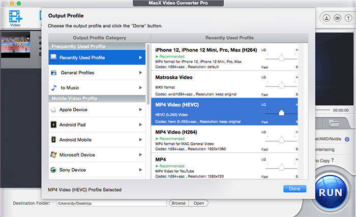 convert to mp4 with macx video converter pro