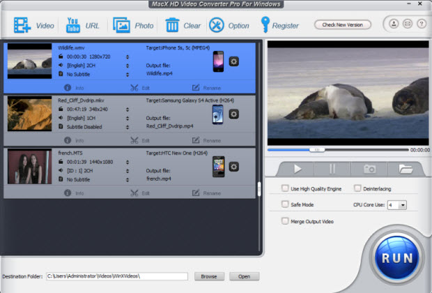 Convert SD and HD videos to iPhone/iPad/Android/WP8/PS4 with no quality loss. 