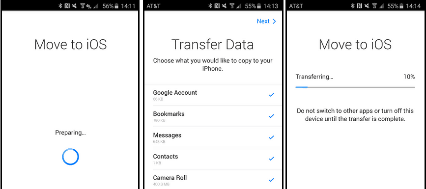 move data from Android to iPhone 8