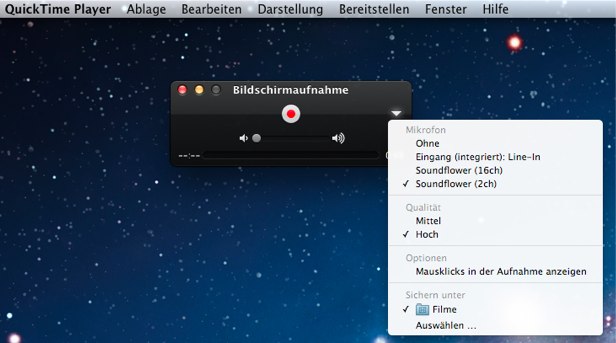 Mac Bildschirm aufnehmen mit Ton QuickTime Player