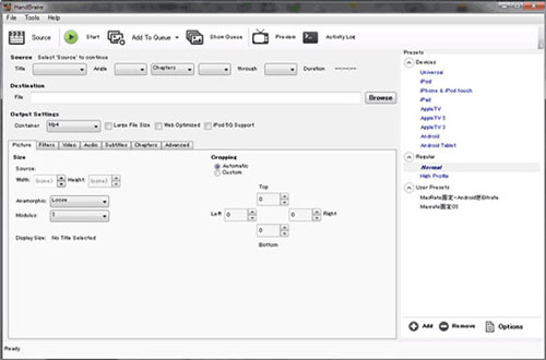 Macで無料に動画を変換 handbrake