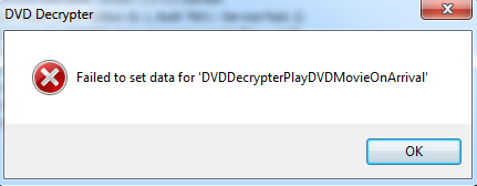 DVD Decrypterエラーfailed to set data for