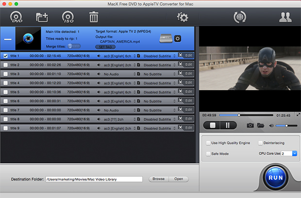 MacX Free DVD to Apple TV Converter for Mac