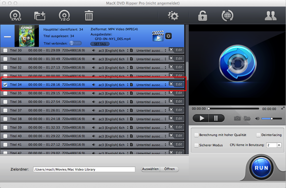 MacX DVD Ripper Pro Anleitung - Wie kann man DVD in MP4, MOV, iPhone