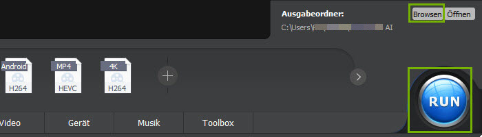 Start der Videokonvertierung