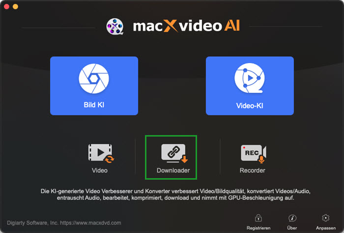 Starten des Macxvideo AI Downloaders
