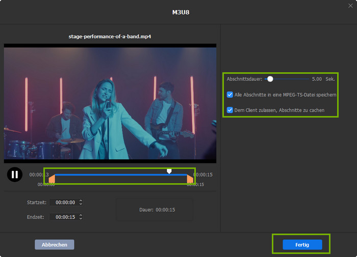 Video als M3U8-Datei exportieren
