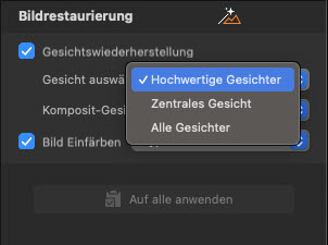 Gesicht mit 3 Modi wiederherstellen
