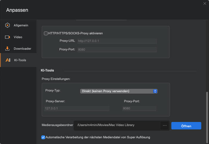 Macxvideo AI Einstellungen