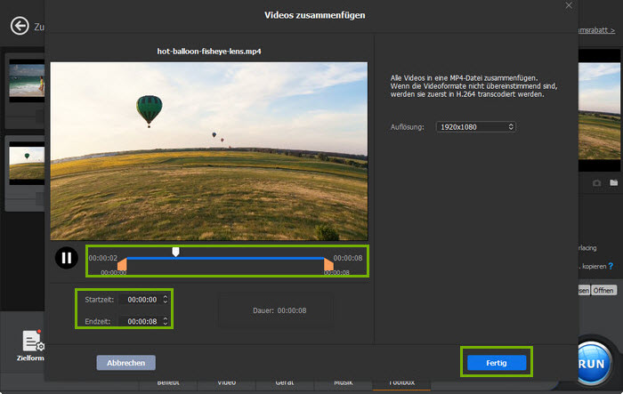 Videos mit Macxvideo AI zuschneiden und zusammenführen