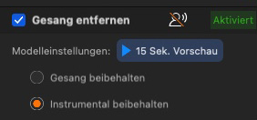 Extrahiert den Gesangs- oder Sprachtrack 