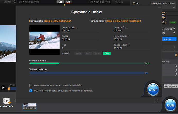 recadrage de stabilisation