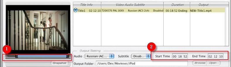cut off video clips with MacX iPod DVD Ripper