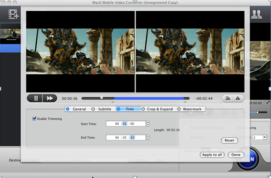 Trim Videos with MacX Mobile Video Converter