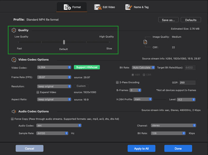 Macxvideo AI Common Settings -quality