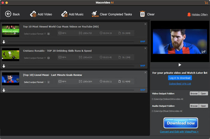 select playlist videos to download
