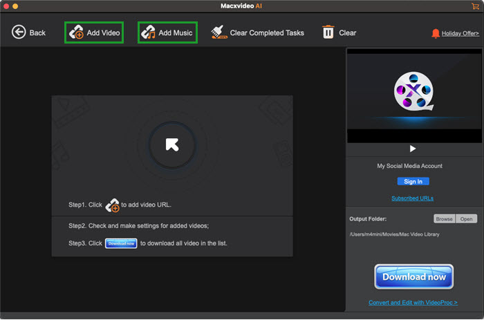 add video url or add music url