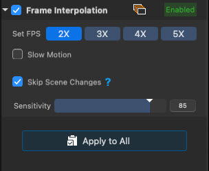 frame interpolation settings