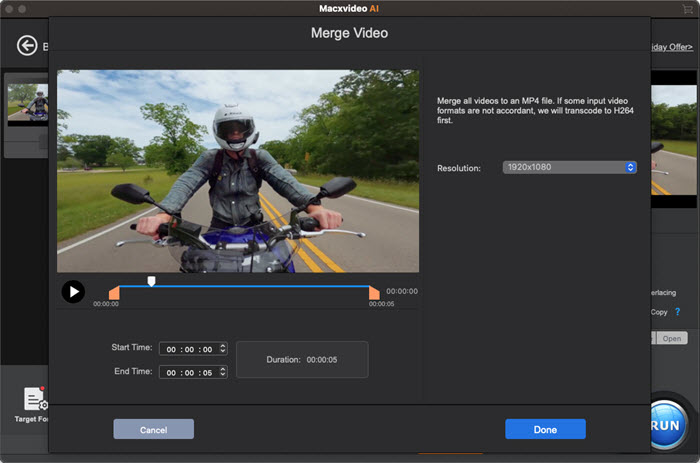 Trim and Merge Video Clips with Macxvideo AI at One Go