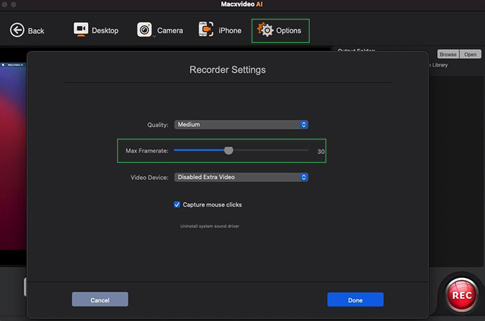 Macxvideo AI record fps