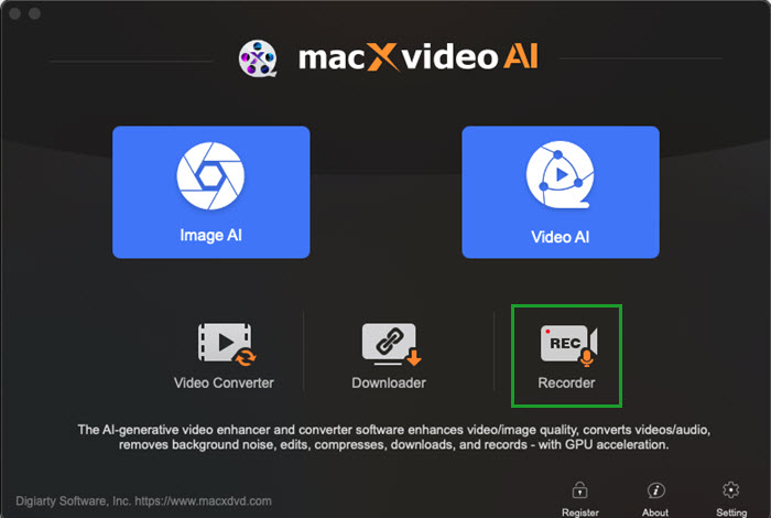 launch Macxvideo AI's recorder