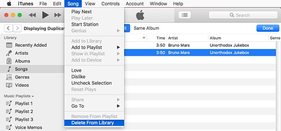 remove duplicate songs in iTunes