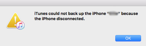 iTunes could not backup the iPhone