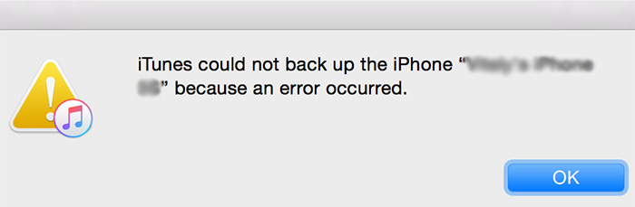 iTunes could not backup the iPhone