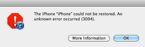 iphone could not be restored unknown error 3004