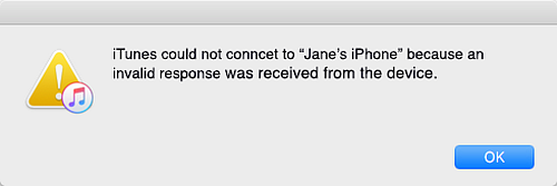 error connecting to iTunes